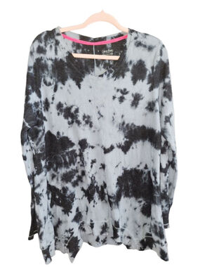 Calvin Klein Performance Long Sleeve Tee 1X Gray Black Tie-Dye